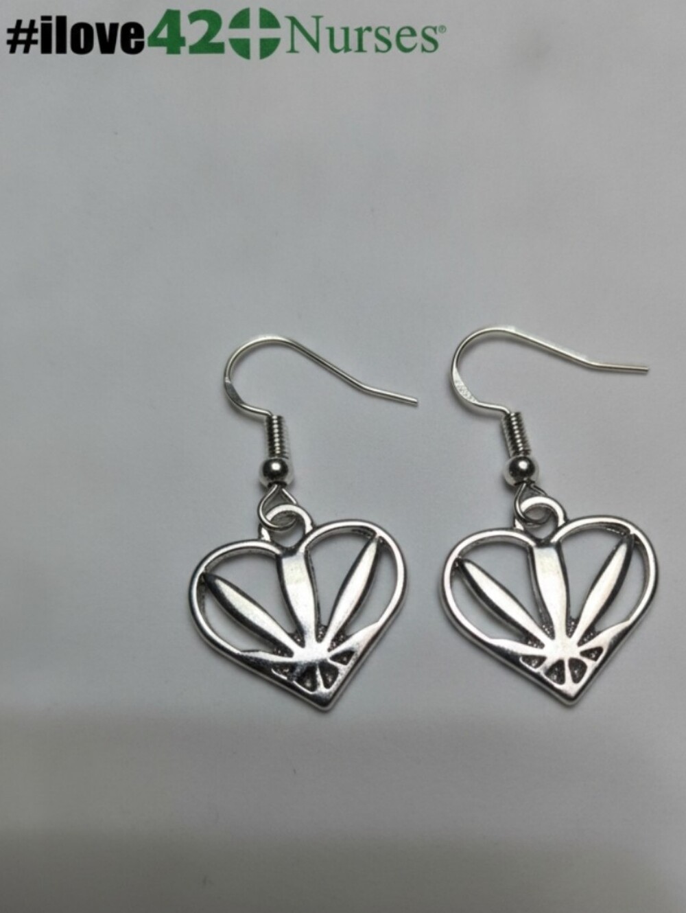 Silver Heart Drop Earrings
